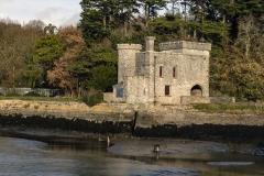 Hooe Lake and the 19th-century folly known as Radford Castle