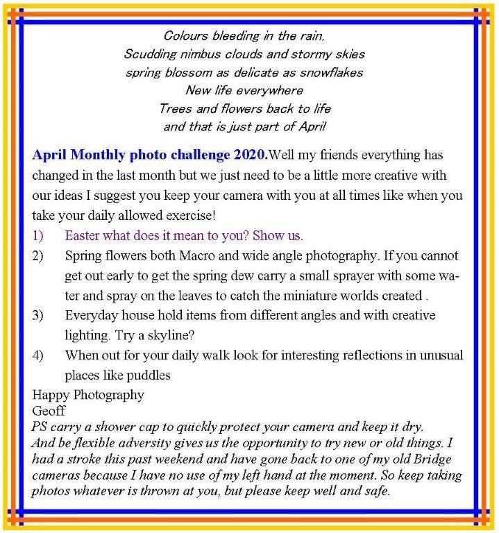 April 2020 Monthly photo challenge