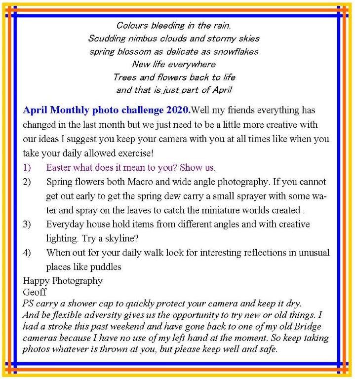 April 2020 Monthly photo challenge