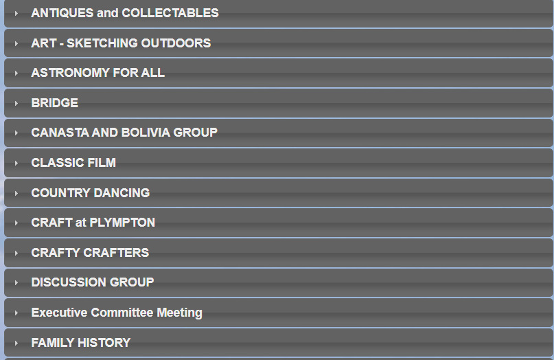 Plymouth U3A Groups List Sample